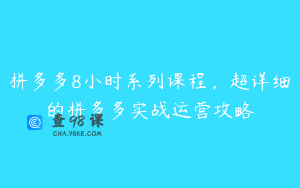 拼多多8小时系列课程，超详细的拼多多实战运营攻略