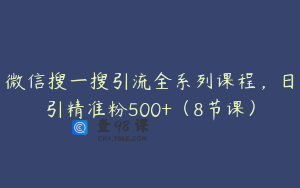 微信搜一搜引流全系列课程，日引精准粉500+（8节课）