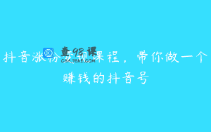 抖音涨粉变现课程，带你做一个赚钱的抖音号