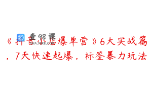 《抖音小店爆单营》6大实战篇，7天快速起爆，标签暴力玩法