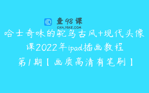 哈士奇味的鸵鸟古风+现代头像课2022年ipad插画教程第1期【画质高清有笔刷】