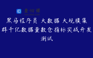 黑马程序员 大数据 大规模集群千亿数据量数仓指标实战开发测试