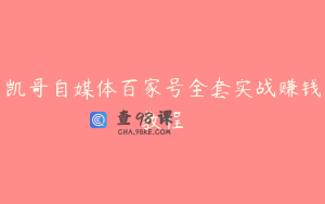 凯哥自媒体百家号全套实战赚钱教程