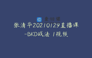 张清华20210129直播课-BKD战法 1视频