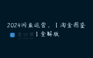 2024闲鱼运营，【淘金图鉴】全解版