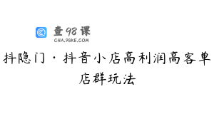 抖隐门·抖音小店高利润高客单店群玩法