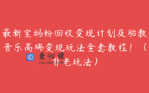 最新宝妈粉回收变现计划及胎教音乐高端变现玩法全套教程！（非老玩法）