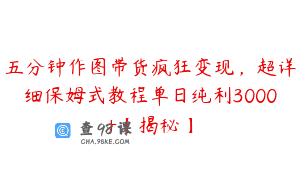 五分钟作图带货疯狂变现，超详细保姆式教程单日纯利3000+【揭秘】