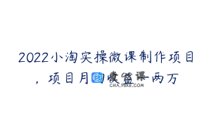 2022小淘实操微课制作项目,项目月均收益一两万