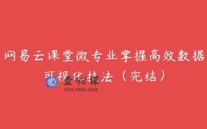 网易云课堂微专业掌握高效数据可视化技法(完结)