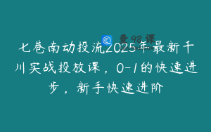 七巷南动投流2025年最新千川实战投放课，0-1的快速进步，新手快速进阶