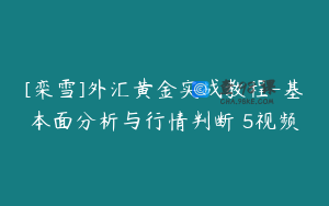 [栾雪]外汇黄金实战教程-基本面分析与行情判断 5视频