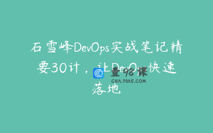 石雪峰DevOps实战笔记精要30计，让DevOps快速落地