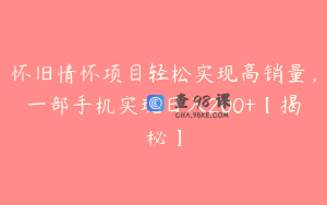 怀旧情怀项目轻松实现高销量，一部手机实现日入200+【揭秘】