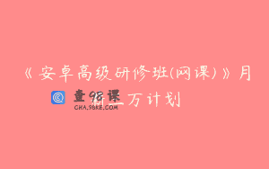 《安卓高级研修班(网课)》月薪三万计划