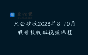只会炒股2023年8-10月 股哥秋收班视频课程