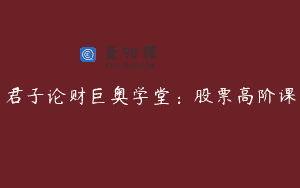 君子论财巨奥学堂：股票高阶课
