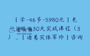 【学-46节-5980元】老板IP孵化30天实战课程(3)_【诸葛实体军师】咨询