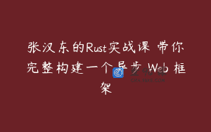 张汉东的Rust实战课 带你完整构建一个异步 Web 框架
