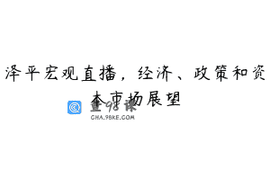 泽平宏观直播，经济、政策和资本市场展望
