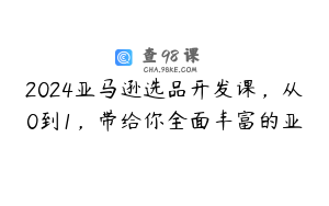 2024亚马逊选品开发课，从0到1，带给你全面丰富的亚