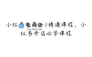 小红书电商0-1精通课程，小红书开店必学课程