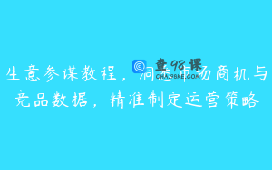 生意参谋教程，洞悉市场商机与竞品数据，精准制定运营策略