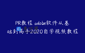 PR教程 adobe软件从基础到高手2020自学视频教程