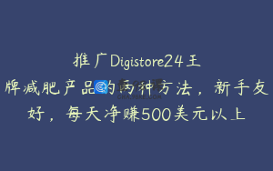 推广Digistore24王牌减肥产品的两种方法，新手友好，每天净赚500美元以上