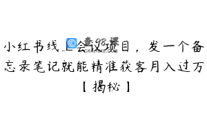 小红书线上会议项目,发一个备忘录笔记就能精准获客月入过万【揭秘】