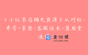 《小红书店铺无货源》从对标-养号-拿货-客服话术-售后全流程