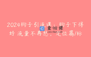 2024钩子引流课：钩子下得好 流量不再愁，定位篇/标