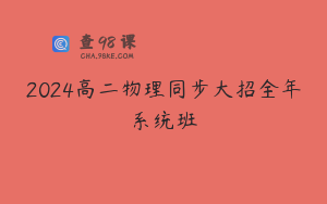 2024高二物理同步大招全年系统班