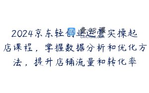 2024京东轻创业运营实操起店课程，掌握数据分析和优化方法，提升店铺流量和转化率