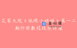 花家大院《低吸小姐姐》第一二期炒股教程视频讲座