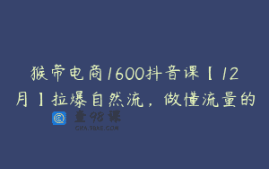 猴帝电商1600抖音课【12月】拉爆自然流，做懂流量的