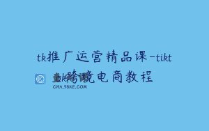 tk推广运营精品课-tiktok跨境电商教程