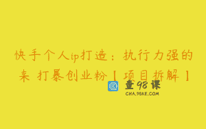快手个人ip打造：执行力强的来 打暴创业粉【项目拆解】
