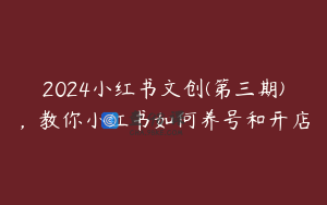 2024小红书文创(第三期)，教你小红书如何养号和开店