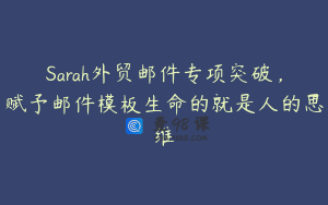 Sarah外贸邮件专项突破，赋予邮件模板生命的就是人的思维