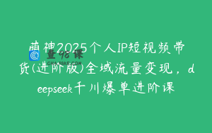 萌神2025个人IP短视频带货(进阶版)全域流量变现，deepseek千川爆单进阶课