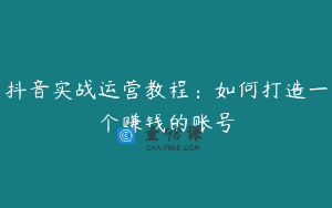 抖音实战运营教程：如何打造一个赚钱的账号