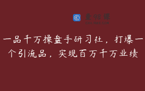 一品千万操盘手研习社，打爆一个引流品，实现百万千万业绩