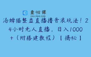 汤姆猫整蛊直播撸音浪玩法！24小时无人直播，日入1000+（附搭建教程）【揭秘】