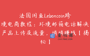 法国闲鱼Leboncoin跨境电商教程：环境邮箱电话解决产品上传及流量，悄悄赚钱【揭秘】