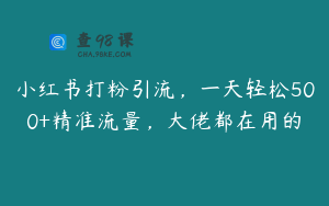 小红书打粉引流，一天轻松500+精准流量，大佬都在用的