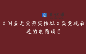 《闲鱼无货源实操班》离变现最近的电商项目