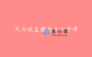 大力说直播货品必修课