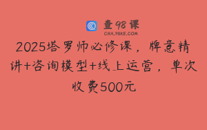 2025塔罗师必修课，牌意精讲+咨询模型+线上运营，单次收费500元