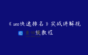 《seo快速排名》实战讲解视频教程